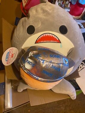 Big Gray Shark Plush with Silver Sonic Shell